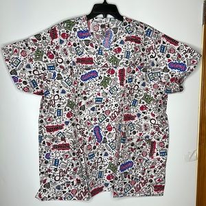 NWT Beverly Hills Uniforms Scrubs 5X PLUS SIZE - Happy Fun Hearts